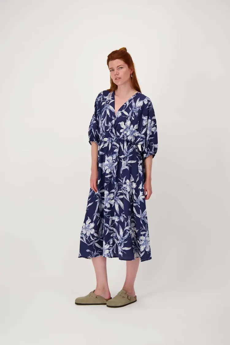 Zusss Zusss | Kimono jurk met print summer navy