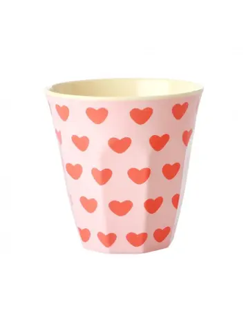 Rice Rice | Mok melamine  roze met hartjes