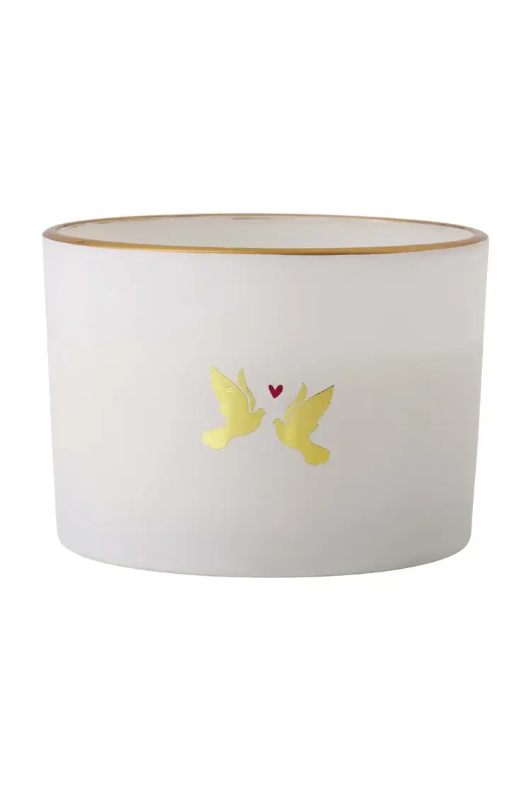 Zusss Zusss | Geurkaars glas lovebirds wit / goud