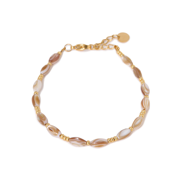 Label Kiki | Armband Naturel shell gold