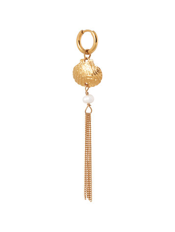 Label Kiki | Oorbellen Long shell gold Set2