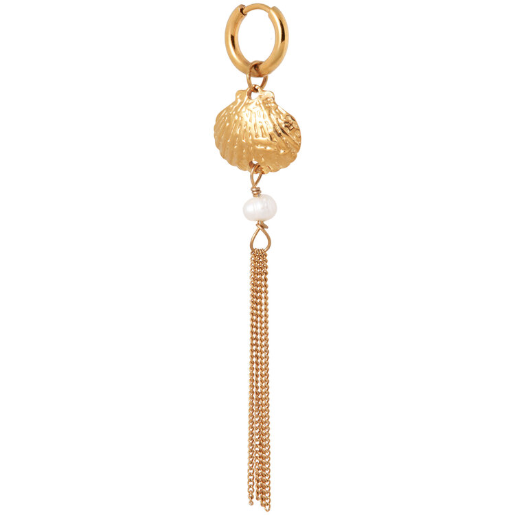 Label Kiki | Oorbellen Long shell gold