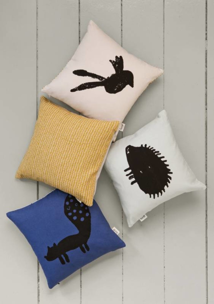 Ferm Living fox pillow blue