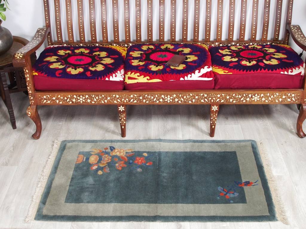 128x71 cm alte chinesische in antikem Stil Teppich Brücke chinese rug No:8