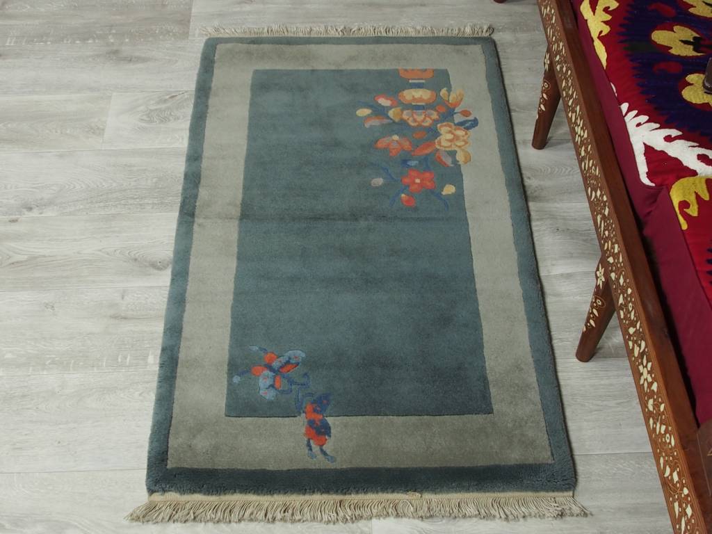 128x71 cm alte chinesische in antikem Stil Teppich Brücke chinese rug No:8