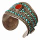 handmade vintage Afghan silver carnelian and turquoise cuff Bracelet  AfghanistanNo-17/375