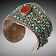 handmade vintage Afghan silver carnelian and turquoise cuff Bracelet  AfghanistanNo-17/375