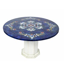 80 cm Marmor Lapis Lazuli Pietra Dura Couchtisch Tisch Florentiner Mosaik Intarsienarbeit wohnzimmertisch (Lapis)