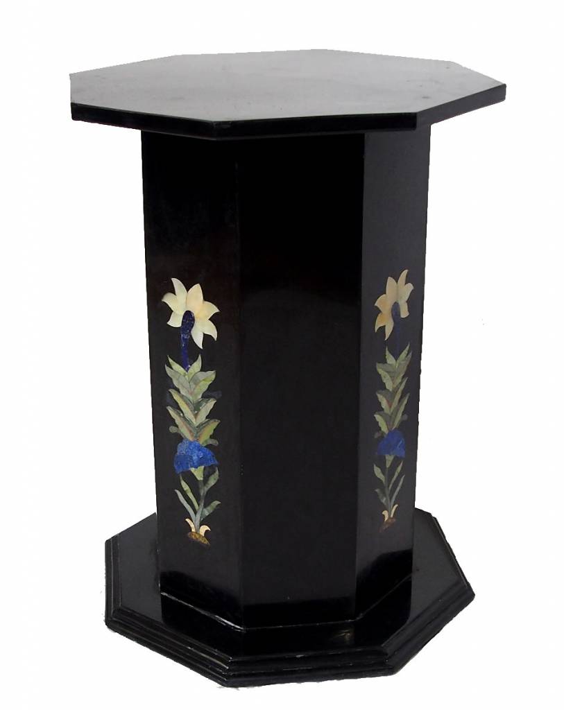 122 cm pietra dura black marble dining table Florentine mosaic inlaid dining Room table Marble Inlay (black)