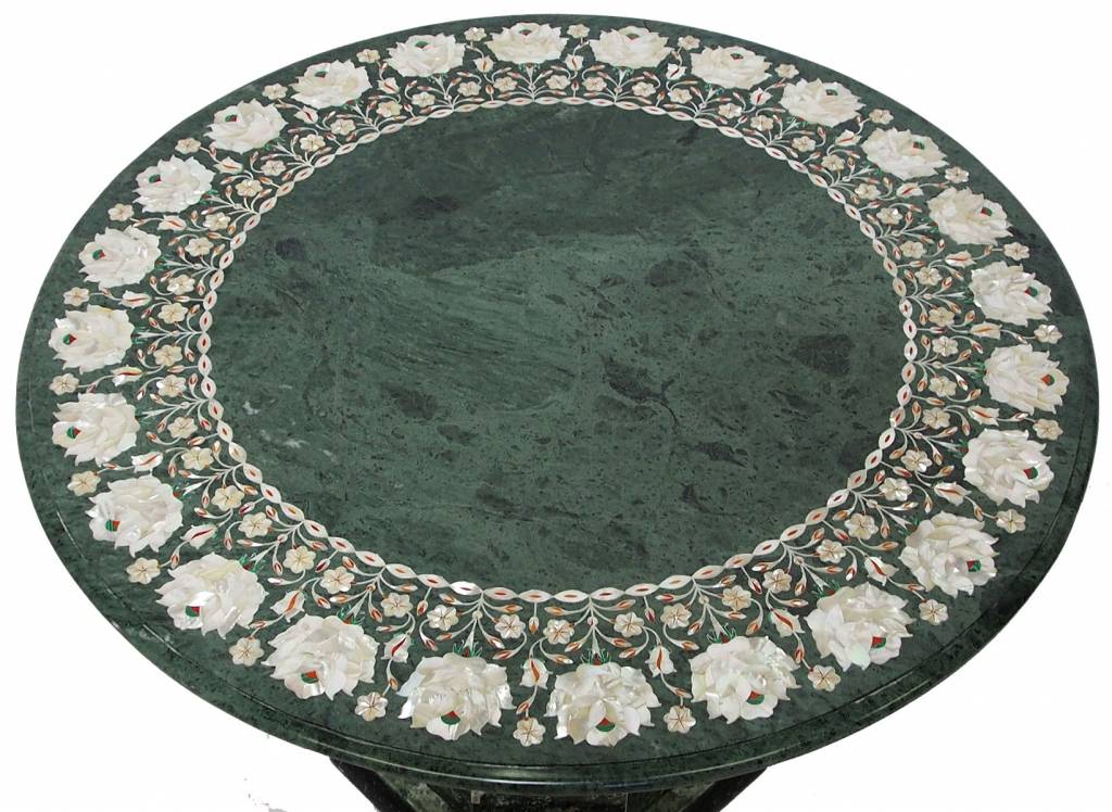 76 cm Pietra Dura CouchtischTisch Florentiner Mosaik table Afghanistan Green