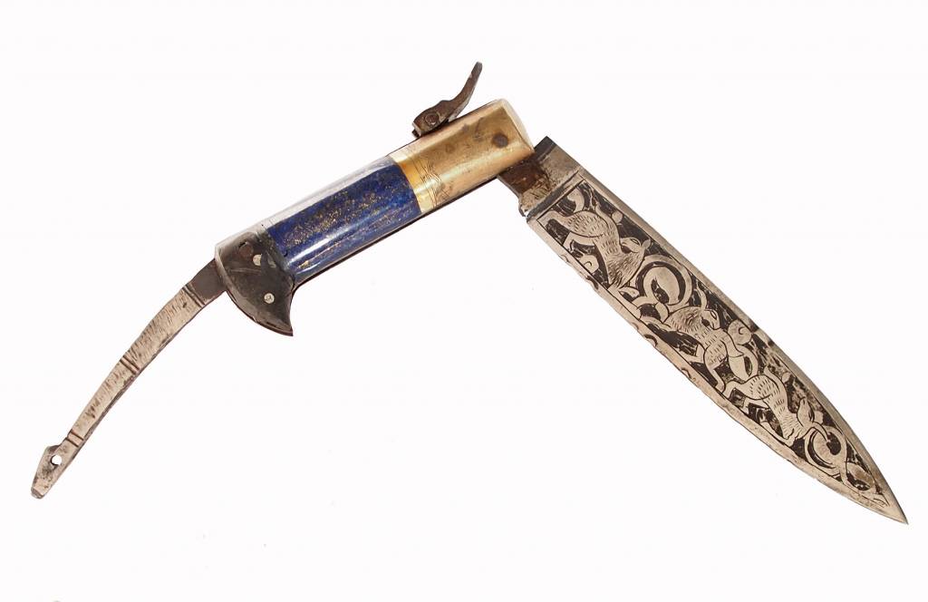 Messer Dolch Klappmesser Khyber-messer Lohar Lapis Lazuli-Griff aus Afghanistan pakistan Nr:17/A