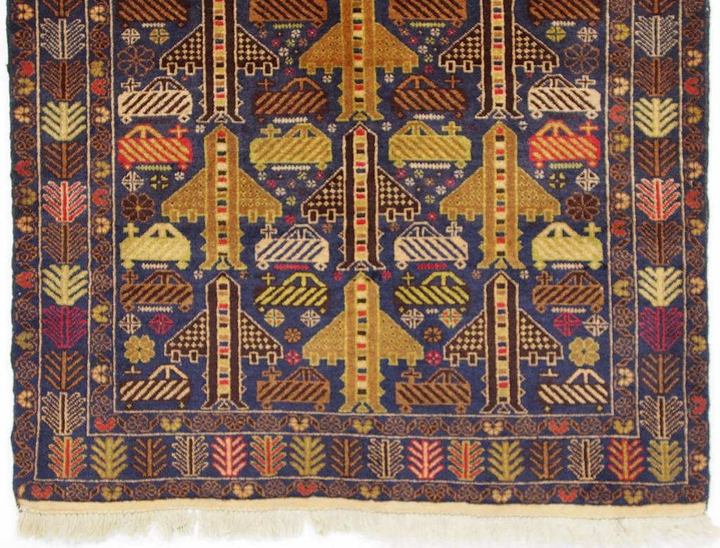 209x118 cm originell old Afghan Warrug Kriegteppich Afghanistan orientteppich N:17/9