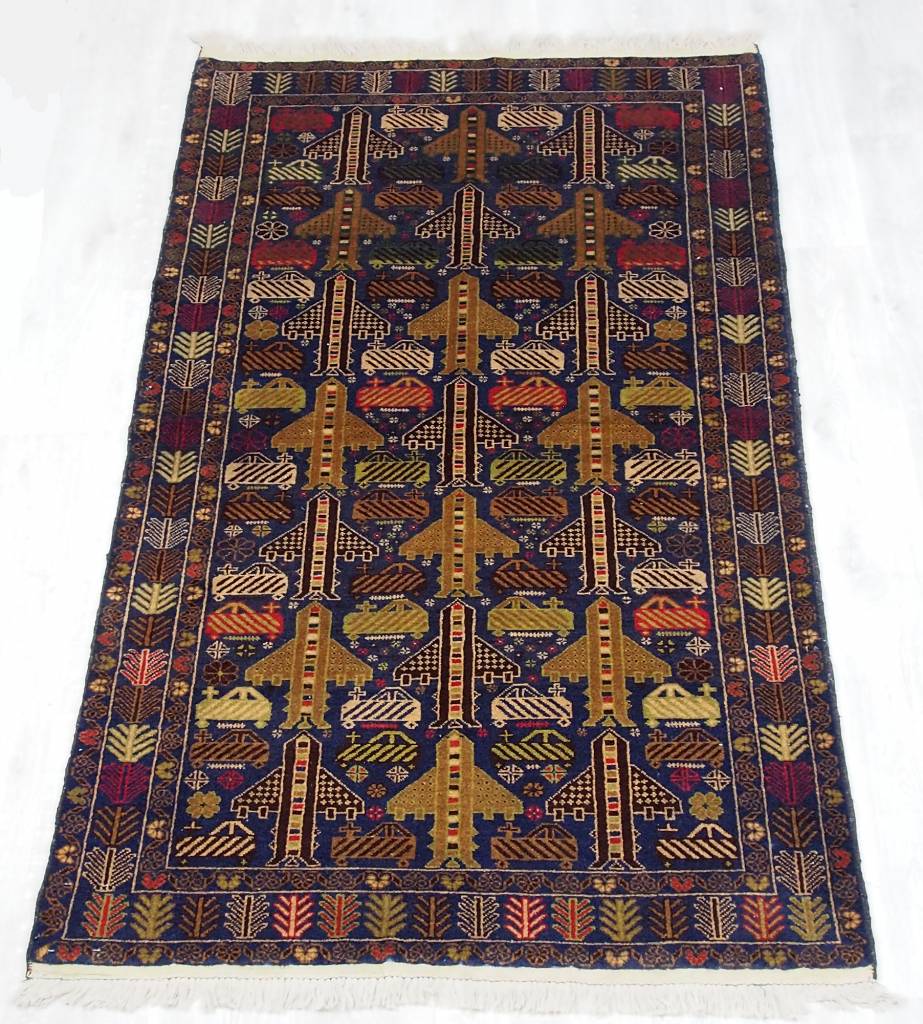 209x118 cm originell old Afghan Warrug Kriegteppich Afghanistan orientteppich N:17/9