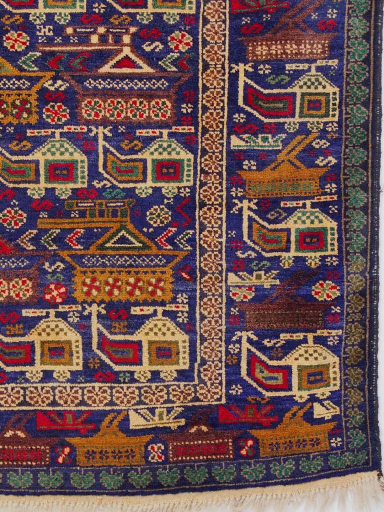 207x118 cm originell old Afghan Warrug Kriegteppich Afghanistan orientteppich No:14/1