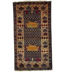 6,9x3,8 ft unique genuine old nomadic Afghan Warrug Afghanistan Kriegteppich NR:17/2