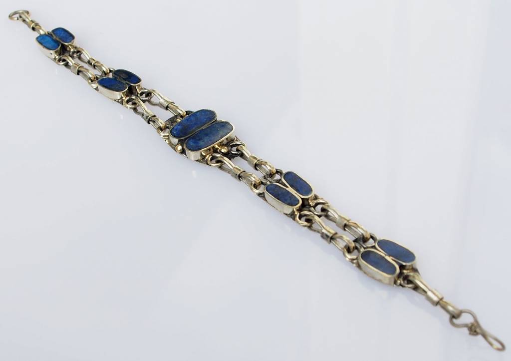 orient nomad lapis bracelet nickel silver + vintage afghan nomadic bracelet -A