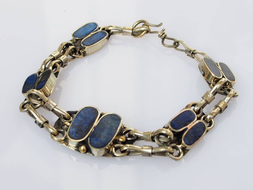 orient Nomaden Lapis Armband Neusilber + Vintage afghan nomadic bracelet -A