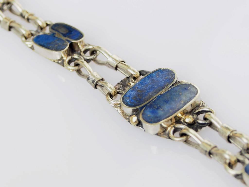 orient nomad lapis bracelet nickel silver + vintage afghan nomadic bracelet -A