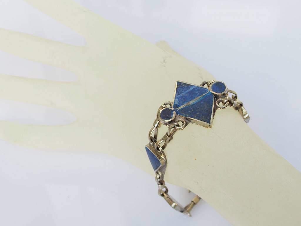 orient nomad lapis bracelet nickel silver + vintage afghan nomadic bracelet -B