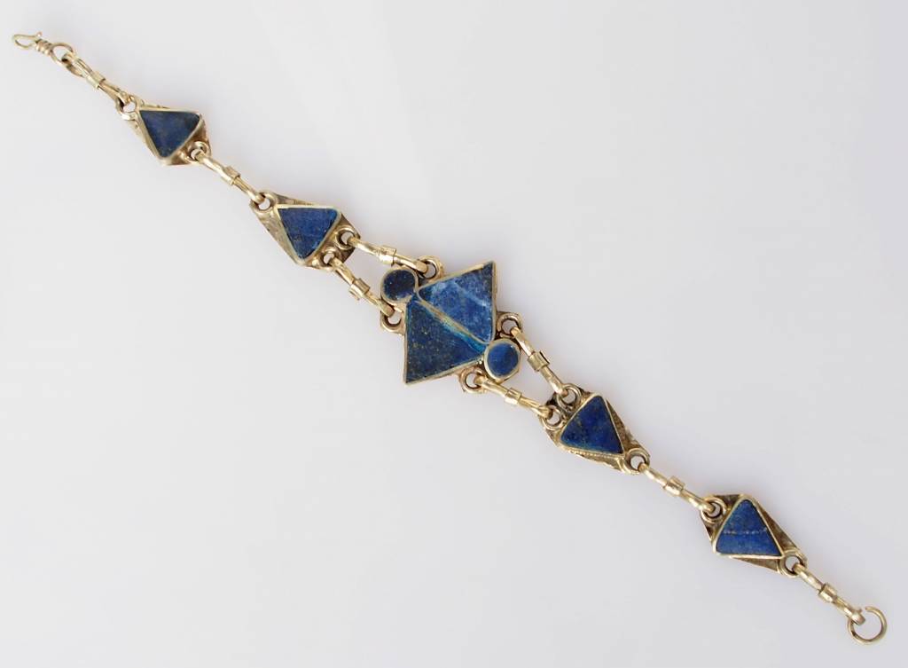orient nomad lapis bracelet nickel silver + vintage afghan nomadic bracelet -B