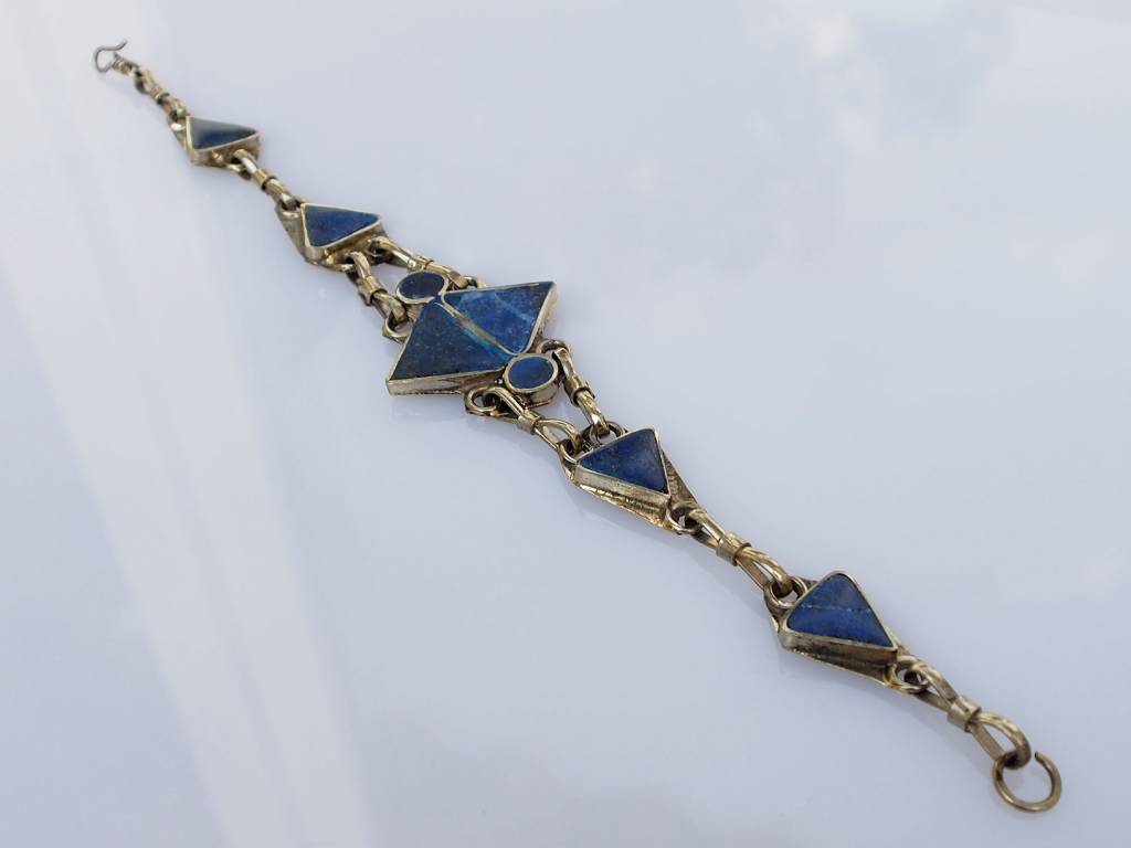 orient nomad lapis bracelet nickel silver + vintage afghan nomadic bracelet -B