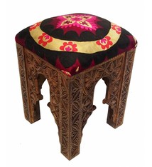 antik-look hand carved wooden vintage suzani Stoll chair from Afghanistan