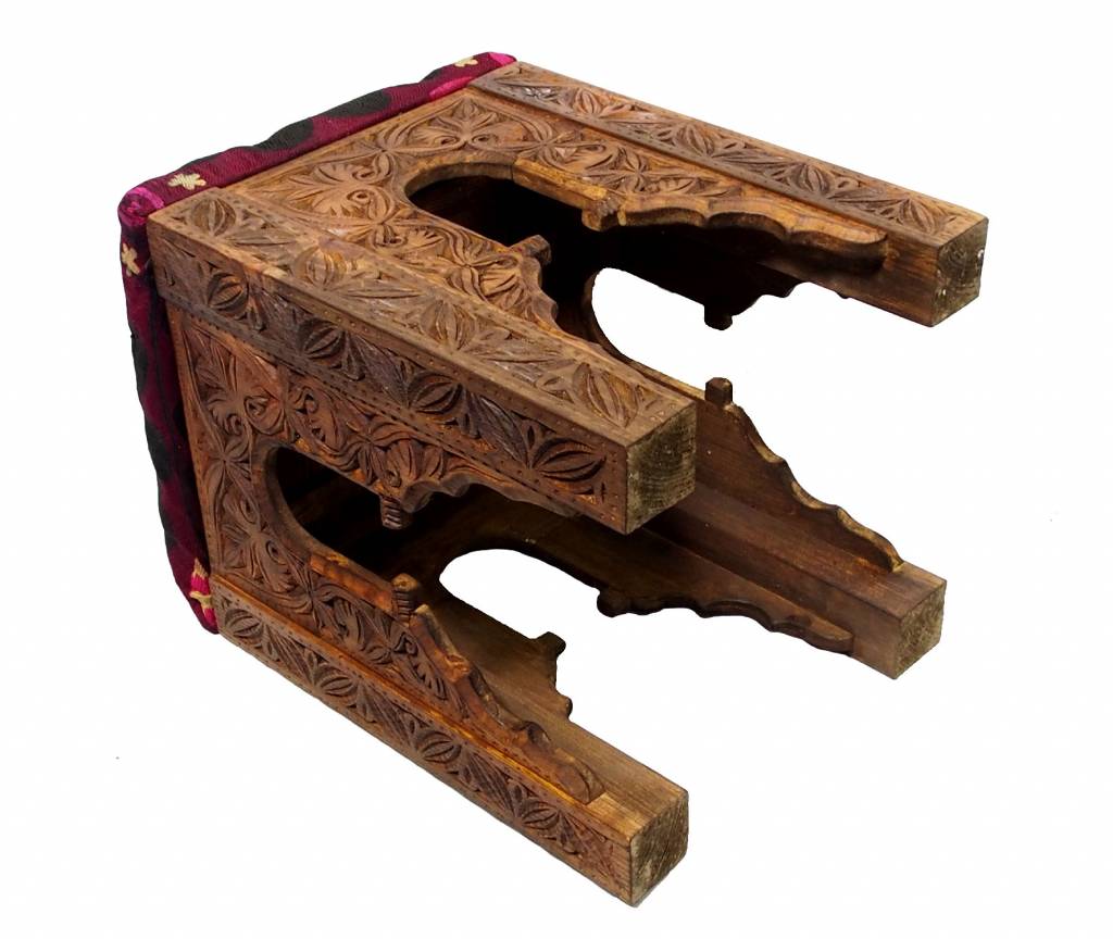 antik-look hand carved wooden vintage suzani Stoll chair from Afghanistan No: