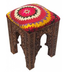 antik-look hand carved wooden vintage suzani Stoll chair from Afghanistan No:B