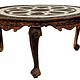 59 inch antique orient colonial solid wood hand-carved Indian Anglo round table inlaid dining table  19th century