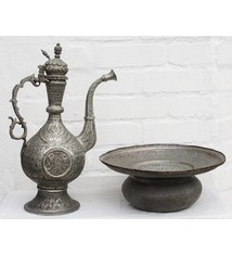 Antique Engraved copper Ewer Pitcher & Basin set from Afghanistan 18/A