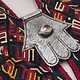 vintage handmade Islamic Eye of Fatima hamsa The Hand of Fatima with arabic Calligraphy Pendant and agate stone Afghanistan (nickel silver)