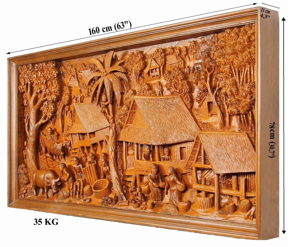 160x78 cm Ramayana mural wood carving