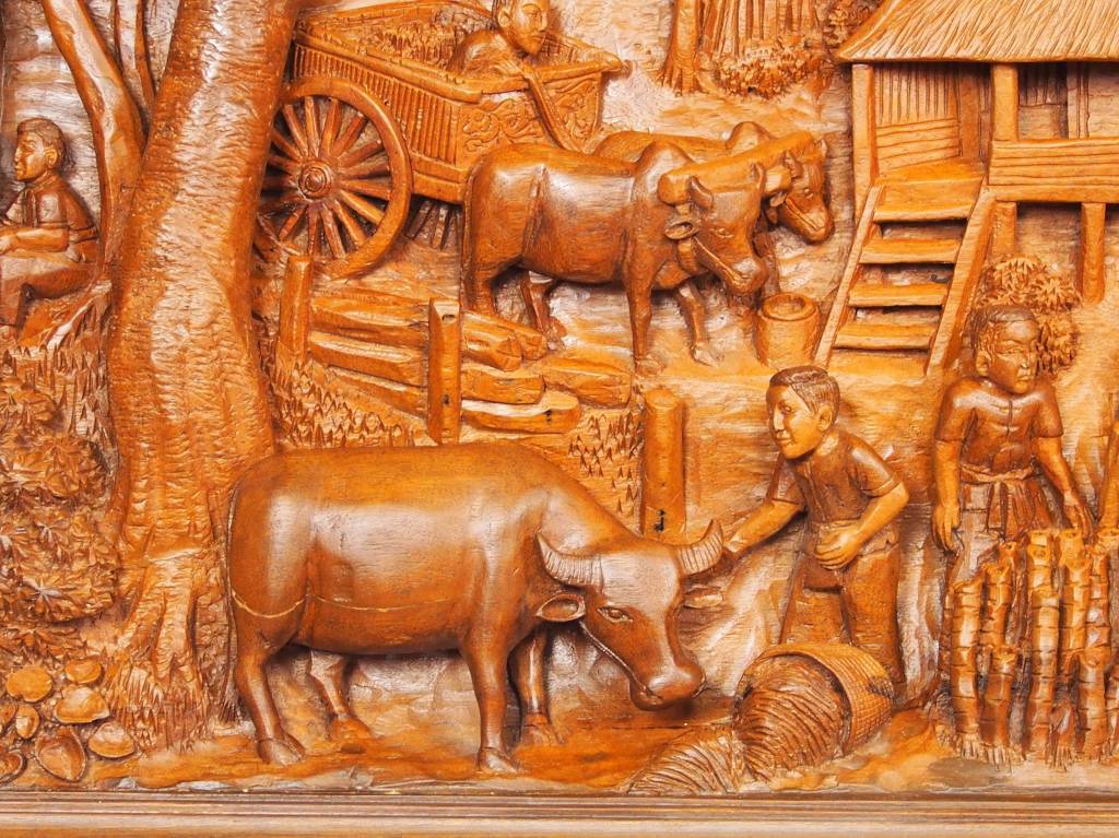 160x78 cm Ramayana mural wood carving