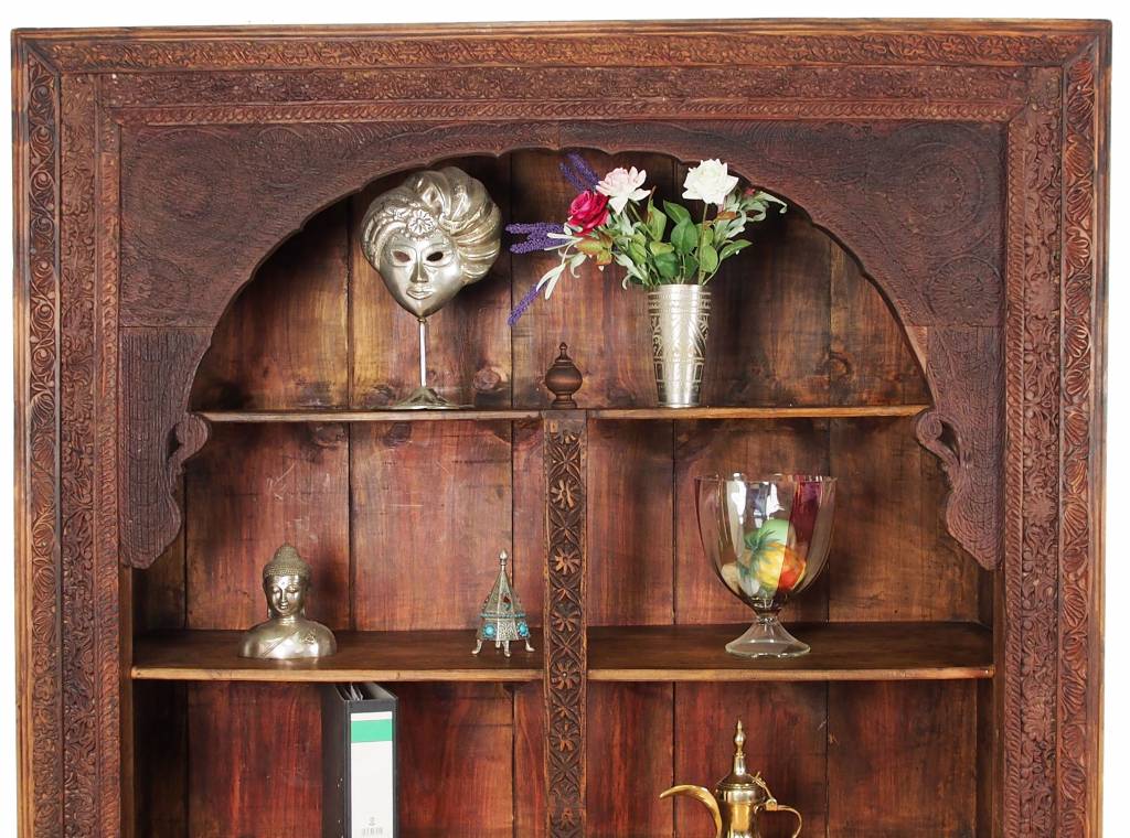 Hand Carved orient vintage wooden cupboard cabinet bookshelf shelf from Afghanistan Nuristan Swat Valley