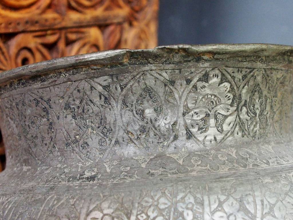 Antique Large islamic Tinned Copper Wine Bowl, 18/19th C. No:Tas/  15
