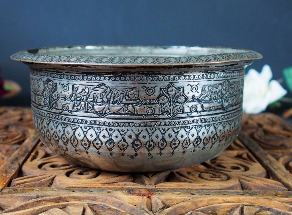 Antique small islamic Tinned Copper Bowl, 18/19th C. No:Jam/  10