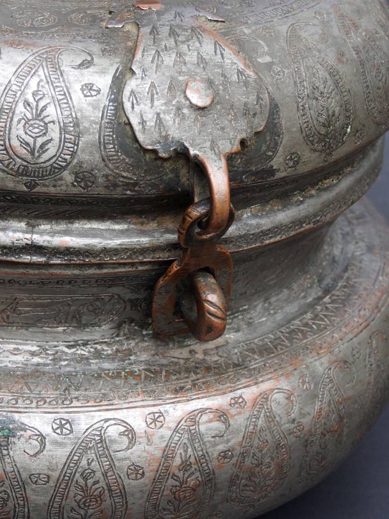 Antique Large High Quality  , Bukhara dynasty 18th to 19th century Tinned Copper Box   with a Lid No:KG-12