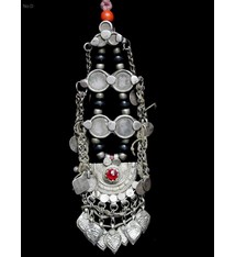 Antike sehr lange Nomaden Silber Halsmomente Kette Anhänger Quast Nuristan Swat Valley Afghanistan pakistan No:18/D