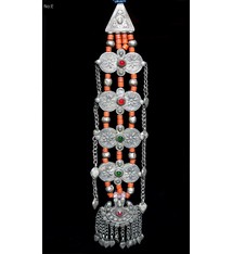 Antike sehr lange Nomaden Silber Halsmomente Kette Anhänger Quast Nuristan Swat Valley Afghanistan pakistan No:18/E