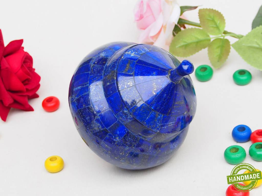 Extravagant Royal blau echt Lapis lazuli Schmuck Dose schatulle Gefäß Dose Büchse deckeldose Süßigkeiten dose aus Afghanistan Nr-18/ M