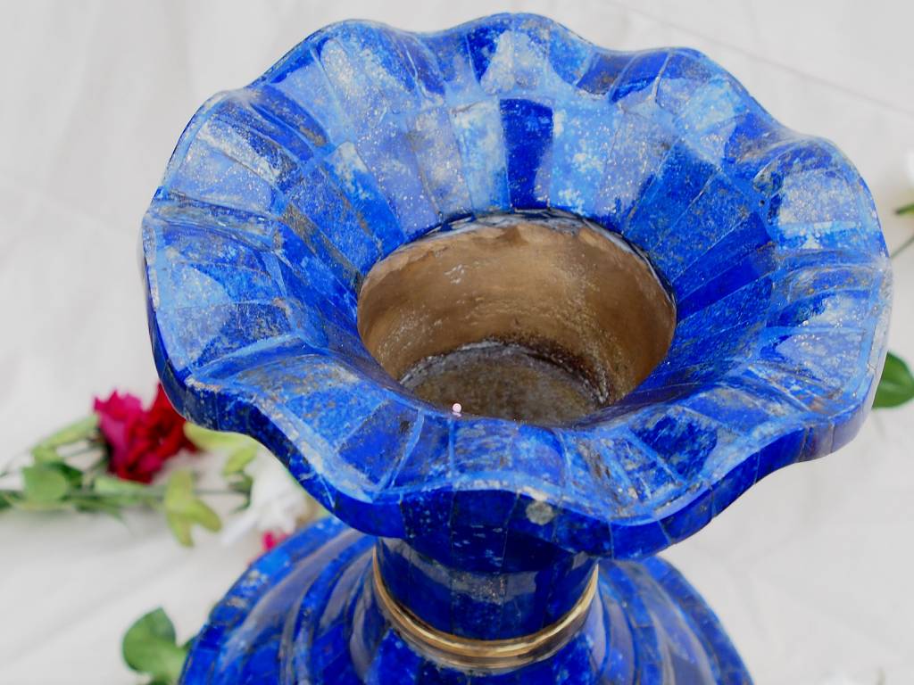 very large floor vase 57 cm huge Hand Crafted stunning genuine Lapis Lazuli Gemstone vase from Afghanistan No:XXL