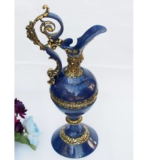 very large Hand Crafted stunning genuine Lapis Lazuli Gemstone and Brass ormolu mounted Sevres ewer vase candlestick from Afghanistan