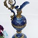 very large Hand Crafted stunning genuine Lapis Lazuli Gemstone and Brass ormolu mounted Sevres ewer vase candlestick from Afghanistan