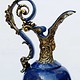 very large Hand Crafted stunning genuine Lapis Lazuli Gemstone and Brass ormolu mounted Sevres ewer vase candlestick from Afghanistan