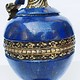very large Hand Crafted stunning genuine Lapis Lazuli Gemstone and Brass ormolu mounted Sevres ewer vase candlestick from Afghanistan