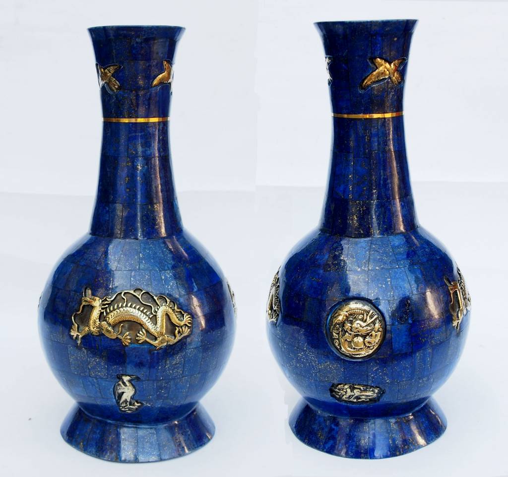 Extravagant Große Royal blau echt Lapis Lazuli - Messing ormolu montiert Vase Prunkvase Krug aus Afghanistan Nr:18/1