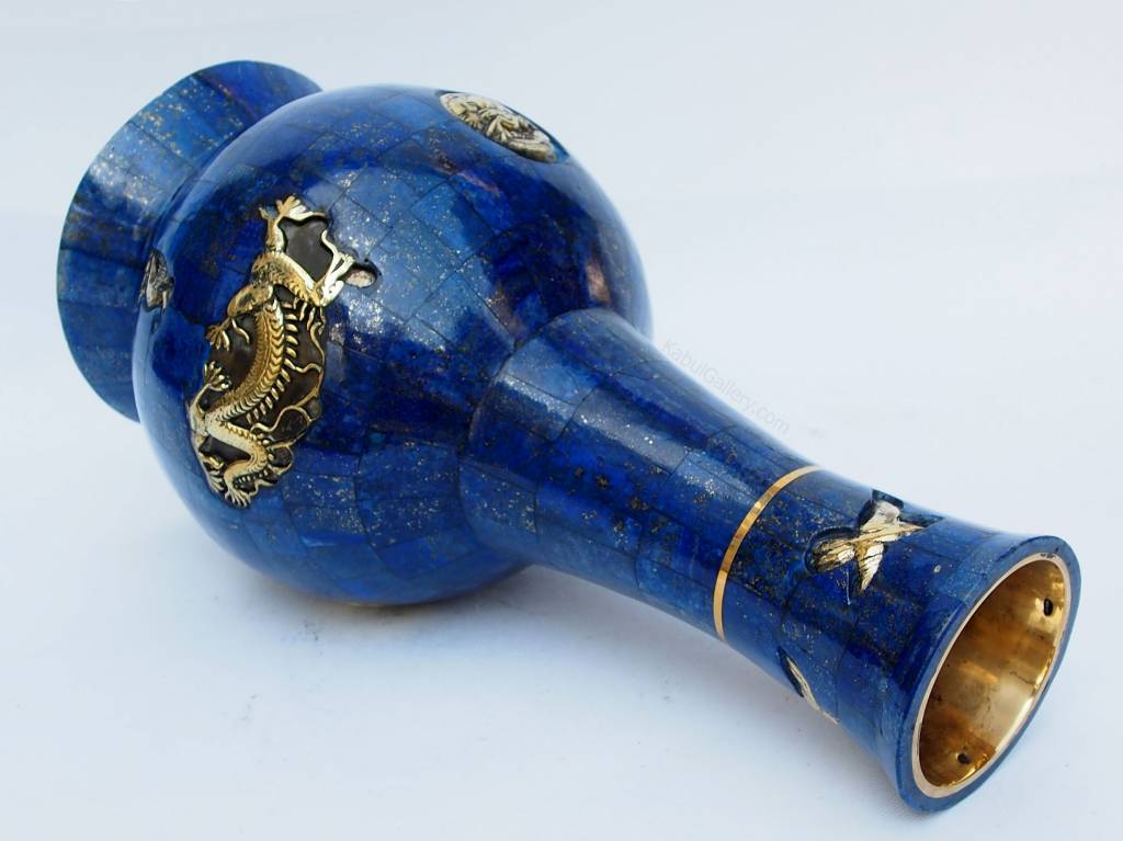 Extravagant Große Royal blau echt Lapis Lazuli - Messing ormolu montiert Vase Prunkvase Krug aus Afghanistan Nr:18/1