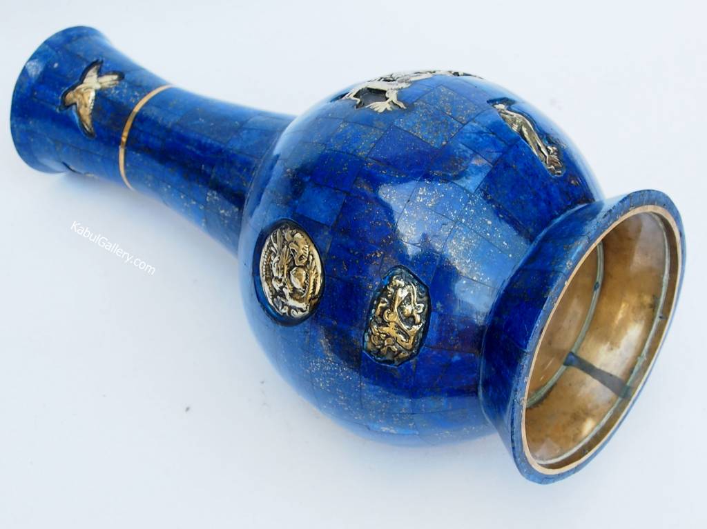 Extravagant Große Royal blau echt Lapis Lazuli - Messing ormolu montiert Vase Prunkvase Krug aus Afghanistan Nr:18/1