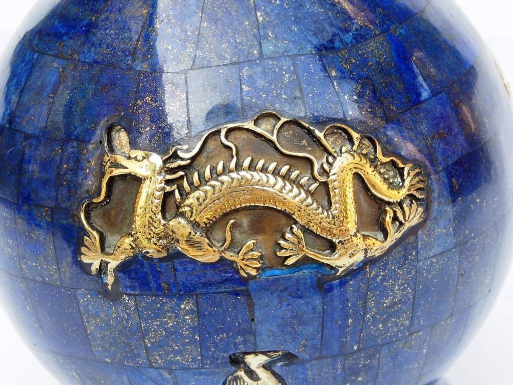 huge Hand Crafted stunning genuine Lapis Lazuli Gemstone brass ormolu mounted ewer vase from Afghanistan No:18/1