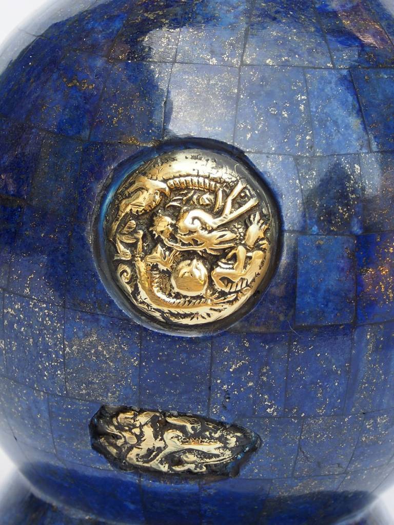 Extravagant Große Royal blau echt Lapis Lazuli - Messing ormolu montiert Vase Prunkvase Krug aus Afghanistan Nr:18/1